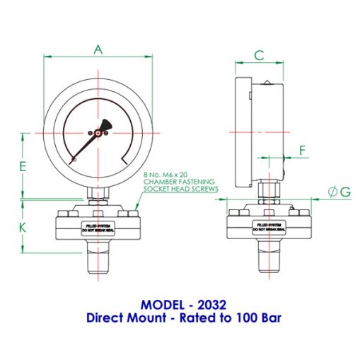Stewarts 2030 Series Chemical Seal Pressure Gauges